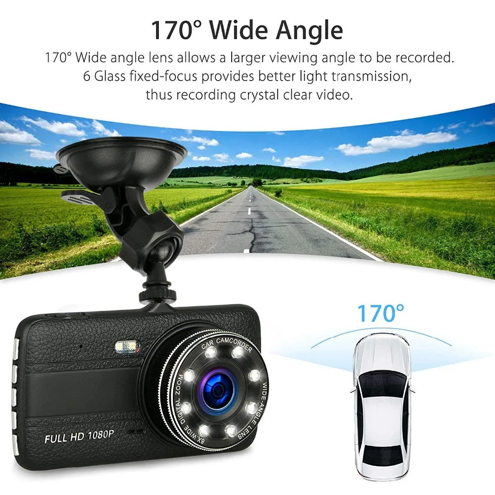 Видеорегистратор AXZONE T2 4-дюймовый автомобильный видеорегистратор с ночным