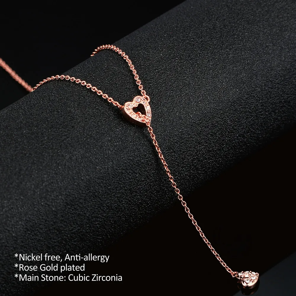 Ожерелья и подвески в форме сердца с фианитом розовое золото|pendant rose gold|brand