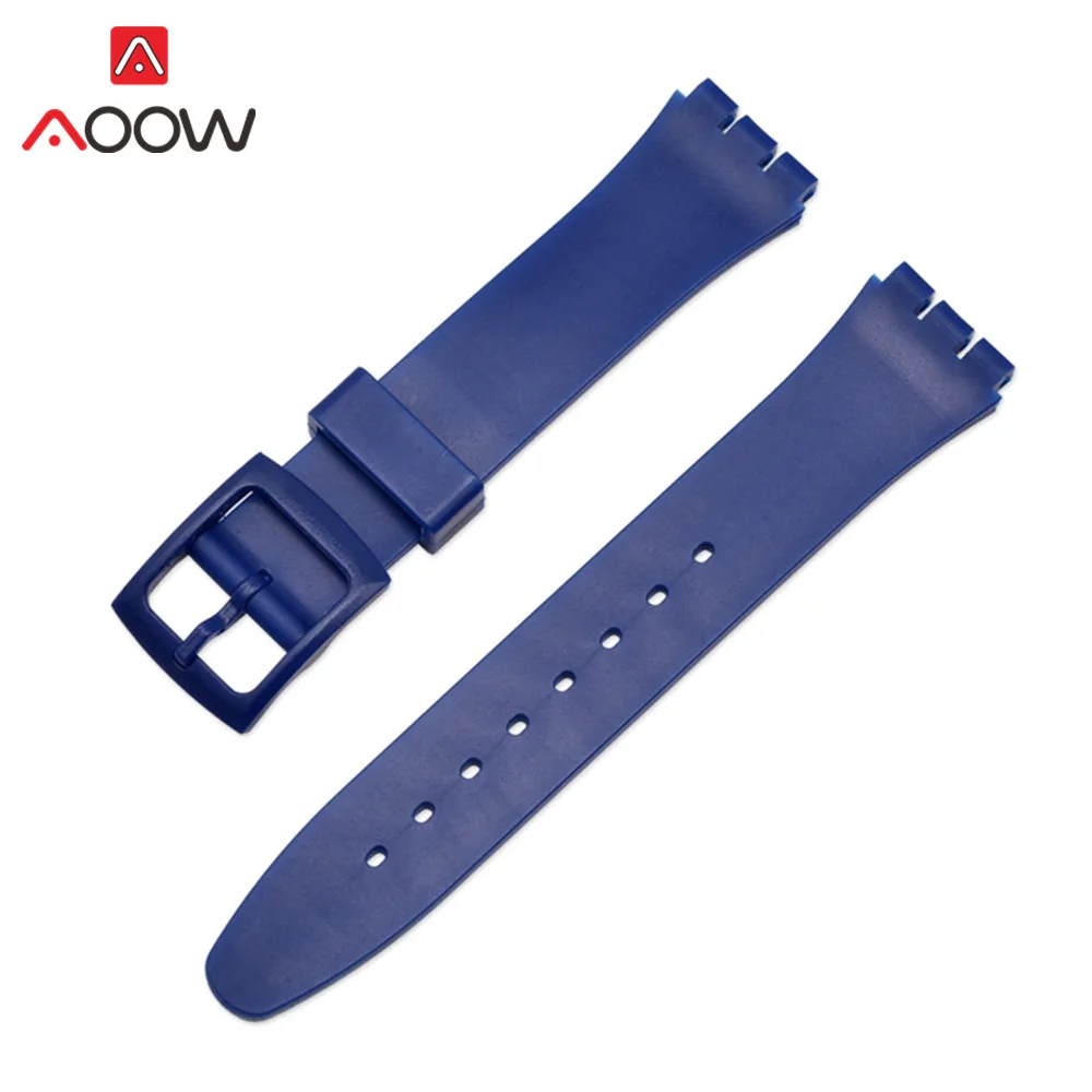 Blue 16 мм 17 мм 19 мм Красочные Силиконовый ремешок для наручных часов часы swatch Радуга Для мужчин Для женщин резиновые, сменный ремешок для наручных часов, ремешок аксессуары - Цвет ремешка: Blue