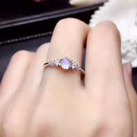 fashion elegant simple round natural blue moonstone ring s925 silver natural gemstone ring girl women party gift fine jewelry