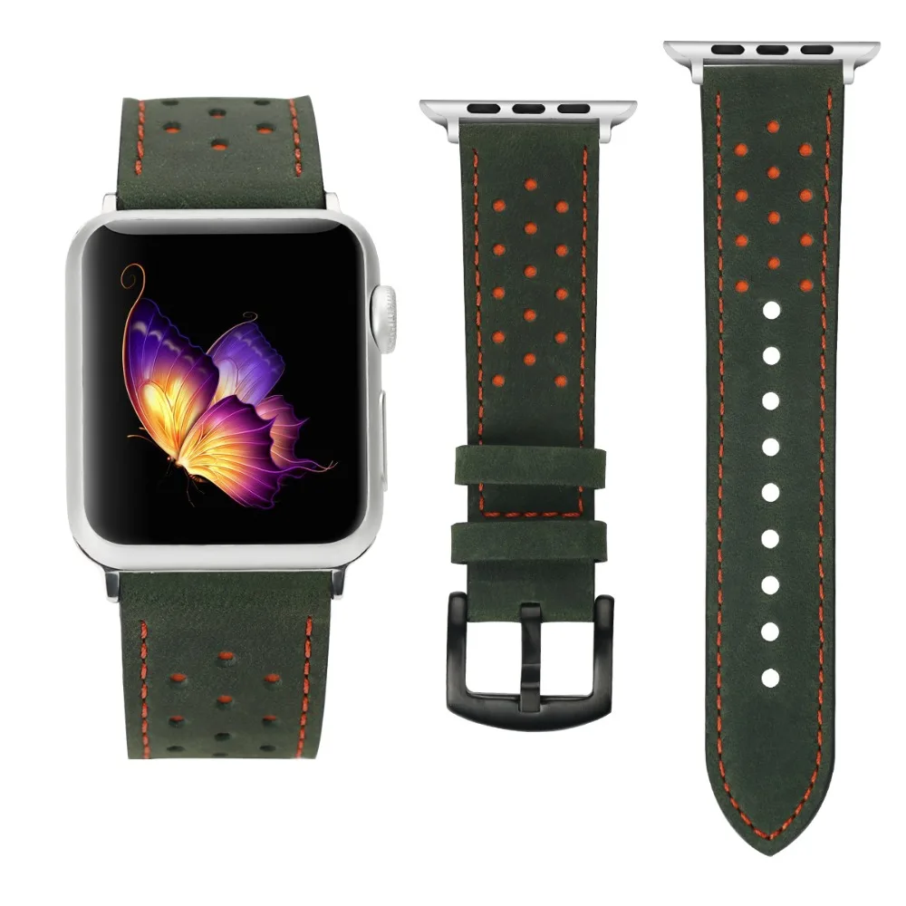Vizcannoe кожаный ремешок для Apple Watch группа Винтаж лошадь часы полосы 42 мм|Ремешки