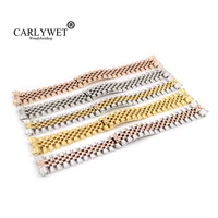 carlywet 20mm silver two tone rose gold wrist watch strap bracelet solid screw links curved end for datejust president