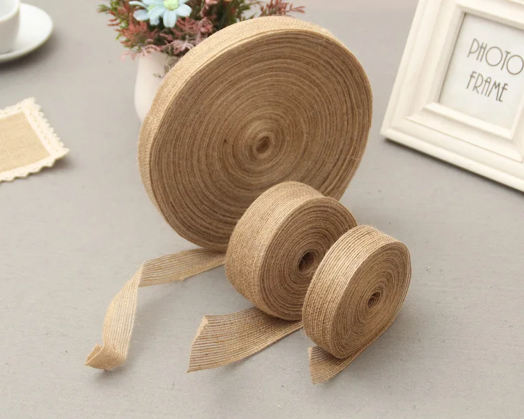6/10/15/20/25/30/38 мм джутовая Мешковина ленты DIY ручной работы ремесла гессенской шпагат веревочные шнуры в деревенском стиле Одежда для свадьбы, дня рождения украшения