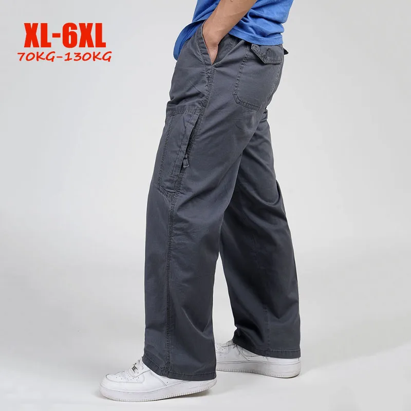 4xl 5xl 6xl повседневные брюки мужские хлопковые прямые карго размера плюс с