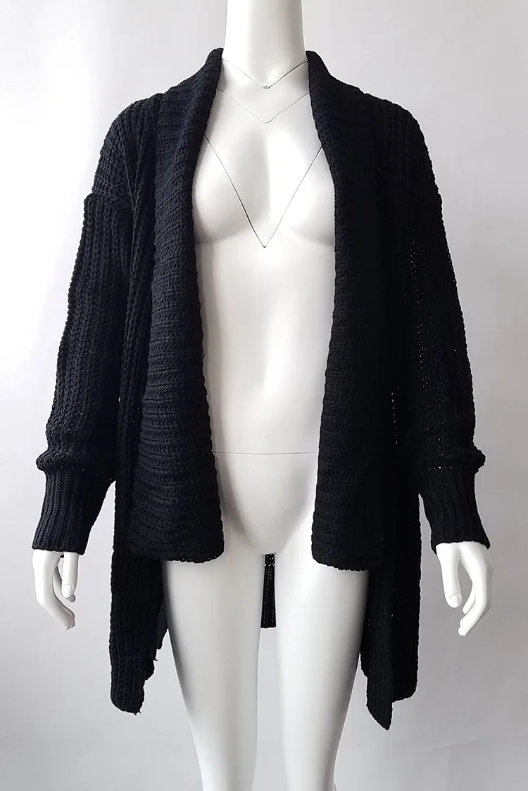 Женский кардиган с отложным воротником LOGAMI вязаный длинным рукавом длинный