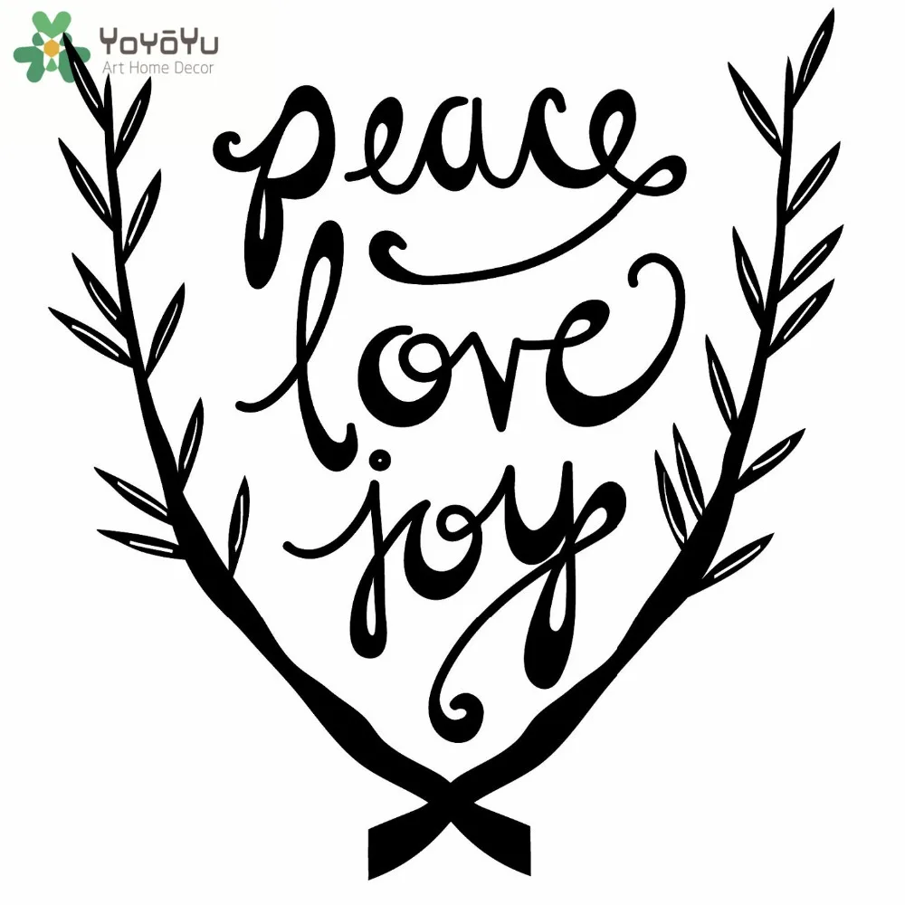Ветки узор настенные наклейки с цитатами Peace Love радость виниловые на стены для
