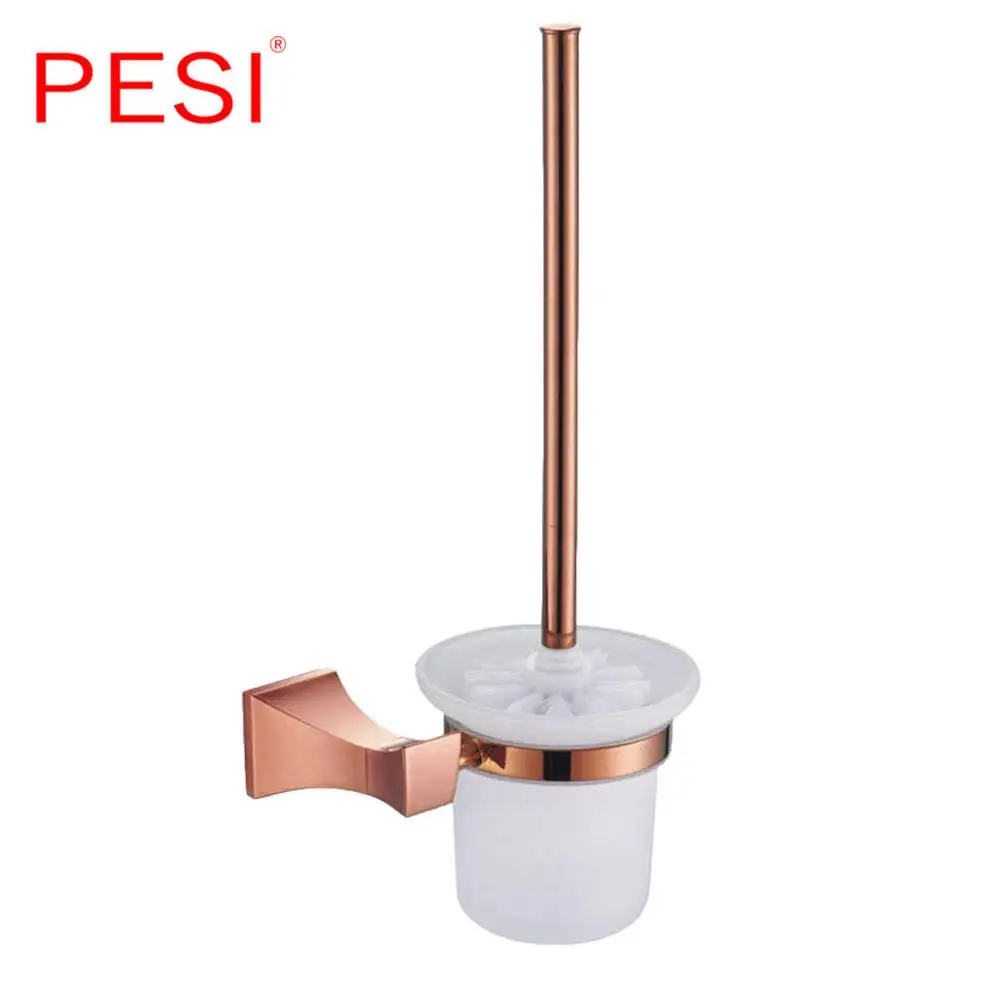 Toilet cup holder Латунный набор аксессуаров для ванной комнаты, крючок для халата, вешалка для полотенец, барная полка, держатель для бумаги, держатель для зубной щетки, аксессуары для ванной комнаты, розовое золото - Цвет: Toilet cup holder