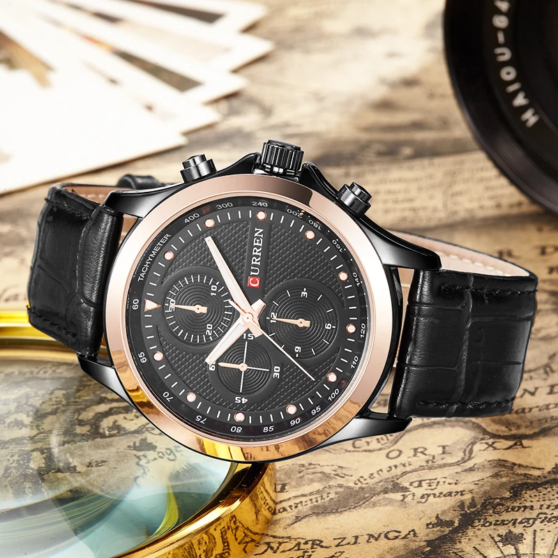 Мужские наручные часы Curren брендовые дизайнерские деловые для отдыха Роскошные в