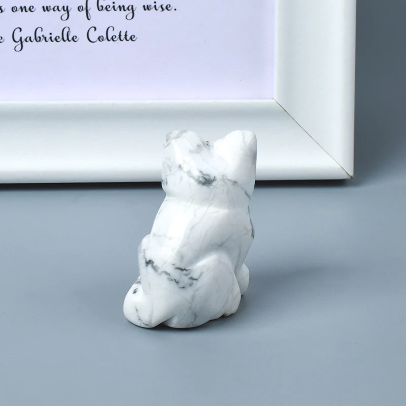 Статуэтка кота howlite из натурального белого камня миниатюрная резная минеральная