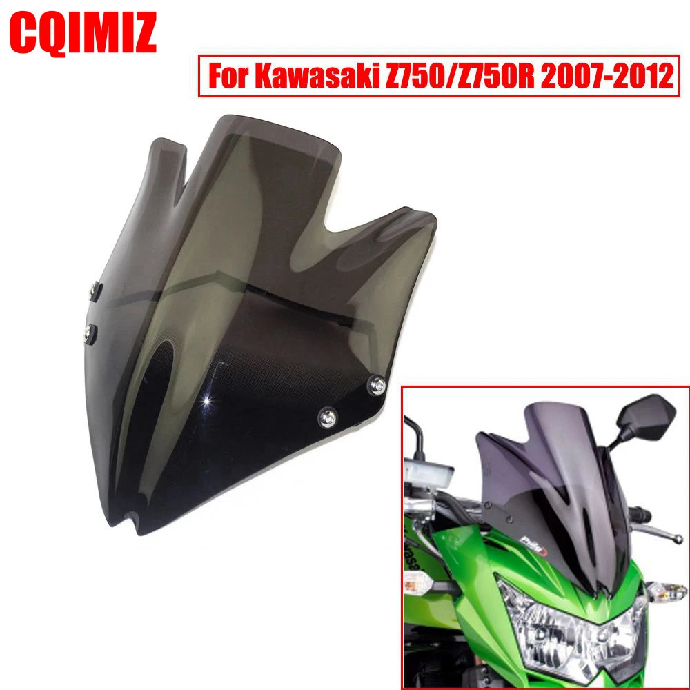 Лобовое стекло мотоцикла для Kawasaki Z750 Z750R 2007 2012 черный ветровой отражатель 4 вида
