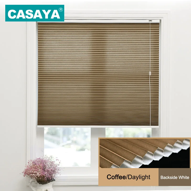 Coffee-Daylight CASAYA сотовая абажура веревка светильник управления фильтрации конфиденциальности Горизонтальное окно жалюзи 10 цветов - Цвет: Coffee-Daylight