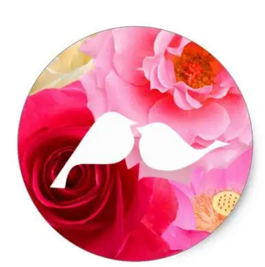 

1.5inch Floral Love Bird Classic Circle Sticker