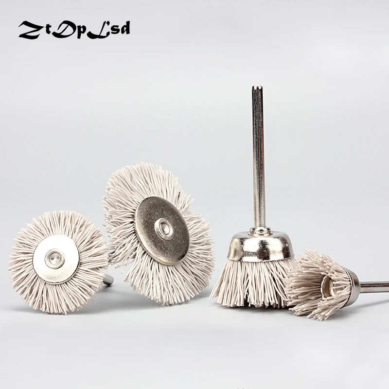 

ZtDpLsd 3Pcs/set 3mm Shank Mini-polished Flower Head Nylon Abrasive Wire Wood Carving Polishing Brush Grinding Tools Deburring