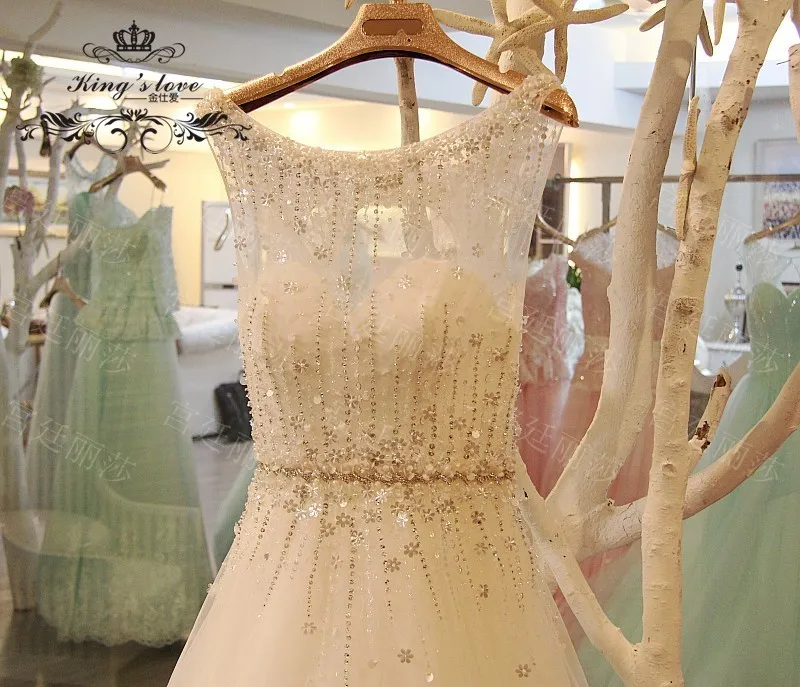2016Real Images Boat Neck Birdal Gown Vestidos De Novia Ball Wedding Dress Hand Made Pearls&ampBeaded Free Shipping | Свадьбы и