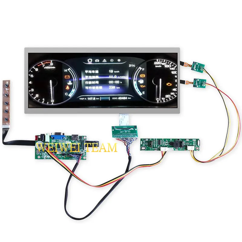Whole Kit 12," 1920x720 Автомобильный дисплей приборной панели автомобиля ips растягивающийся экран HDMI VGA LVDS плата контроллера C123HAN01.1 - Цвет: Whole Kit