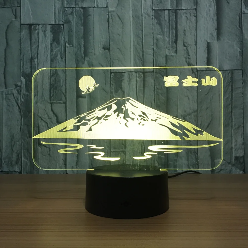 Японская 3D лампа в форме Fuji Цветной СВЕТОДИОДНЫЙ ночсветильник креативная