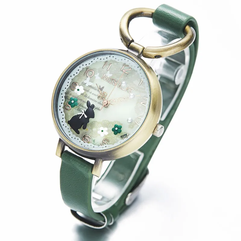 Женские винтажные часы Miss Keke Clay кварцевые наручные в стиле ретро с кожаным