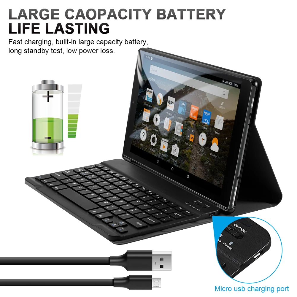 Кожаный чехол для Amazon Kindle Fire HD10 10 1 дюйма с немецкой Bluetooth клавиатурой в английском
