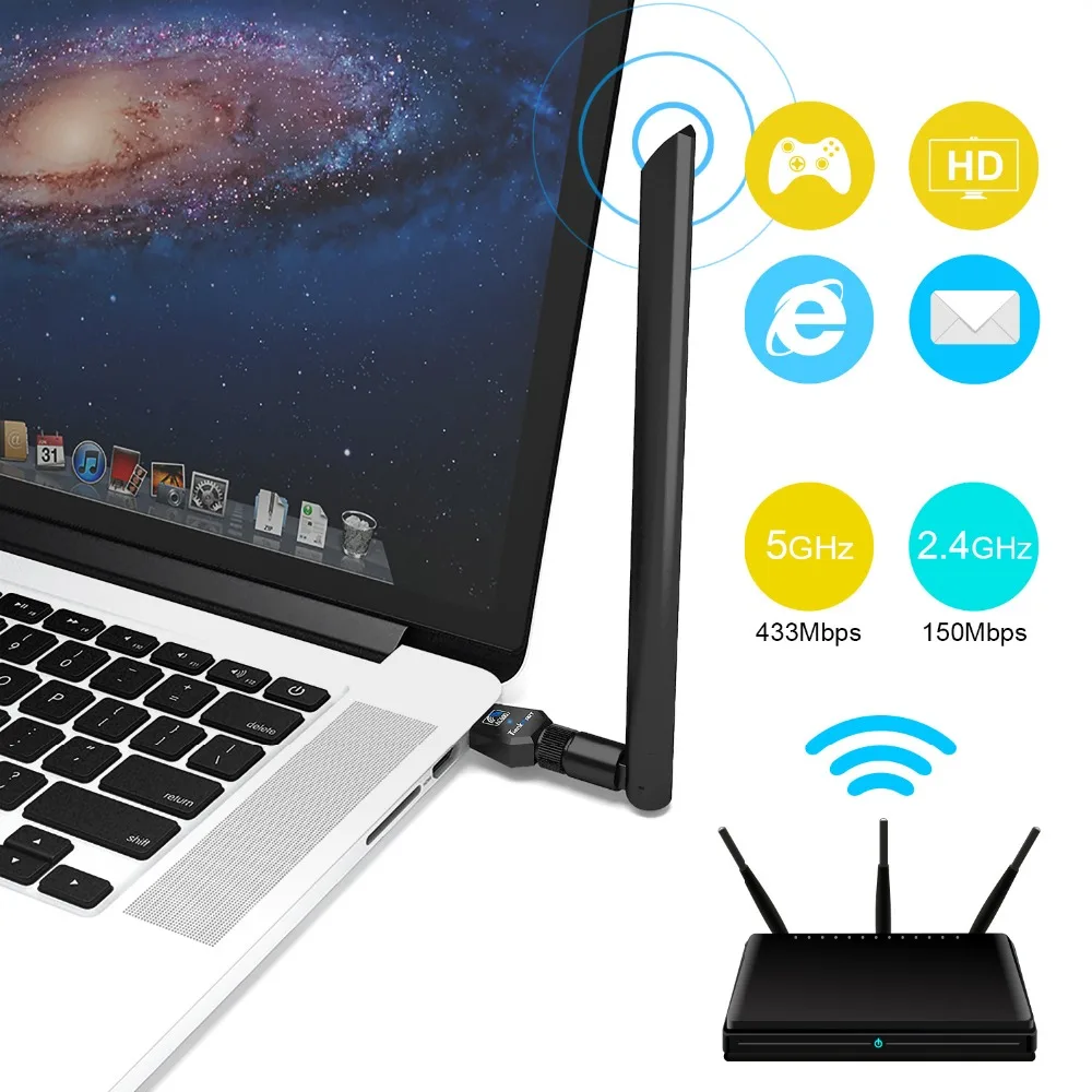 WiFi USB Антенна адаптер AC600Mbps беспроводной 600 м 2 4G 5 ГГц Двухдиапазонная Wifi сетевая