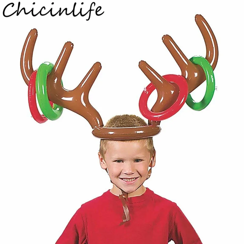 Chicinlife 1Set Inflatable Deer Ferrule Reindeer Antler Balloon Christmas Party Game Toys Kids Favors Birthday Decor Supplies