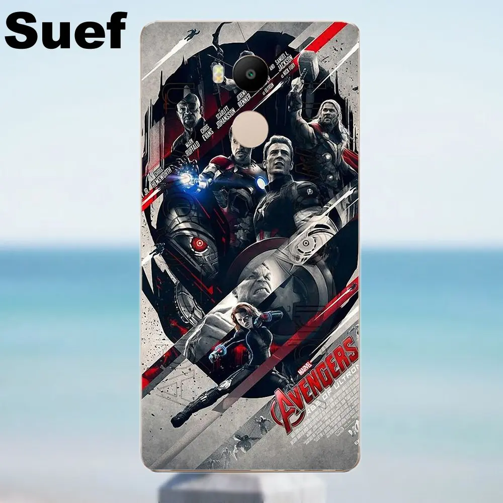 Suef Мстители Возраст Ultron ТПУ индивидуальный дизайн для Xiaomi Redmi 4 3 3S Pro Mi3 Mi4 Mi4i Mi4C Mi5