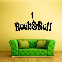 poomoo wall decor wall vinyl sticker bedroom decal rock n roll guitar words quote sign 3 sizes
