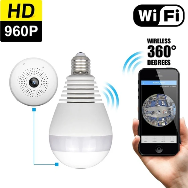 Беспроводная панорамная IP светильник 960p Wi Fi 360 градусов|Компактные видеокамеры| |