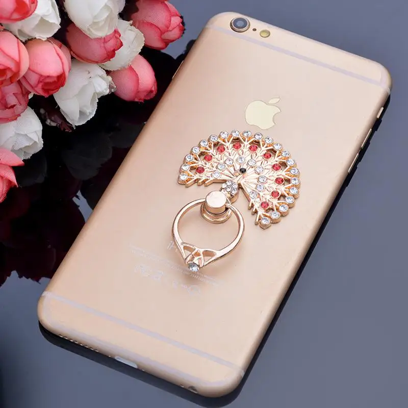 Кристалл алмаза Металл павлин кольцо стенд мобильного телефона