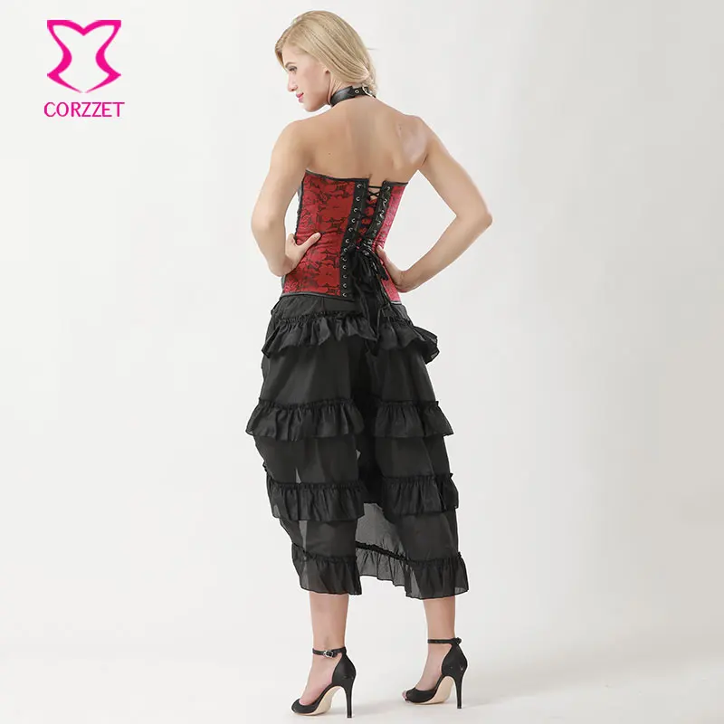 Женское кожаное платье корсет с лямкой на шее|steel boned overbust corset|overbust corsetsteampunk clothing