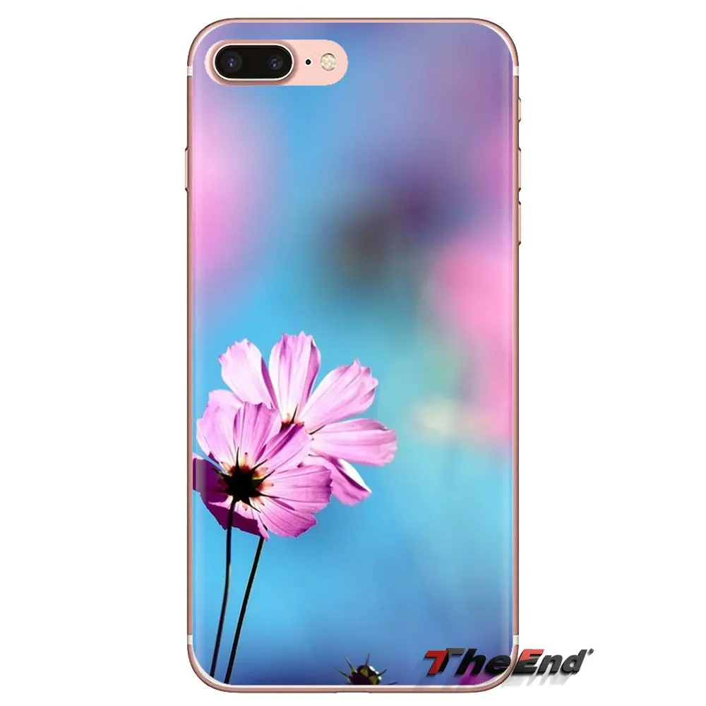 Pink Flower Blue Sky Transparent Soft Cases Covers For iPod Touch Apple iPhone 4 4S 5 5S SE 5C 6 6S 7 8 X XR XS Plus MAX |