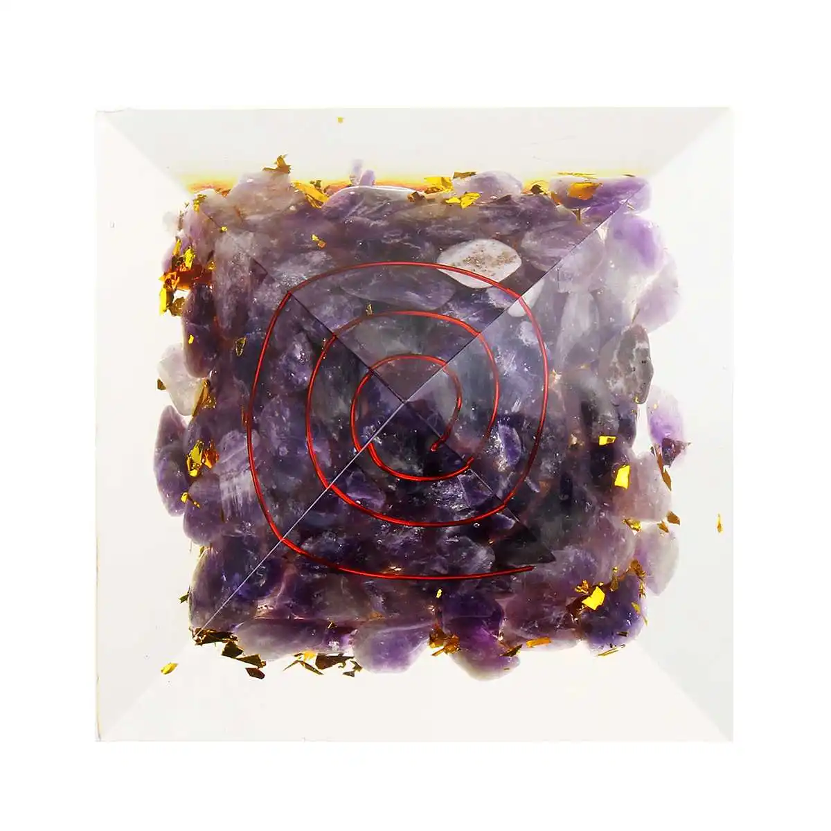 Фиолетовая Пирамида Orgone, 6,5 см, бутылочная кромка, исцеляющая Пирамида пирамида из аметиста, хрустальные поделки, орнамент, домашний декор, ремесла, подарки на удачу