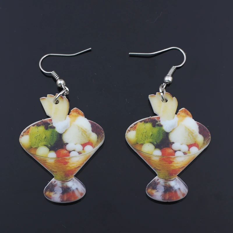 1 пара ледяных конфет фруктов серьги с пищвыми продуктами красочные новинка 2014