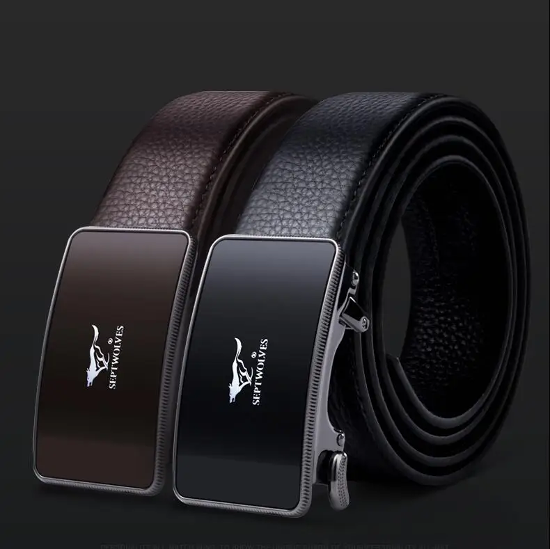 

2019 Alloy luxury automatic buckle youth leather business men belt Male genuine leather belt Coffee fashion Natural Cowskin Belt