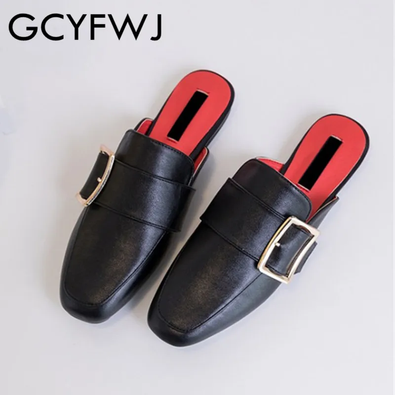 Женские удобные шлепанцы GCYFWJ с металлической пряжкой на плоской подошве без