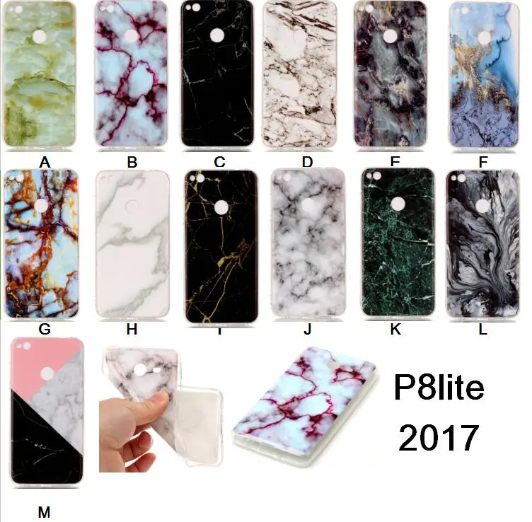

50pcs/lot Marble pattern Soft TPU Case Cover For Huawei P8 P9 P10 Lite 2017