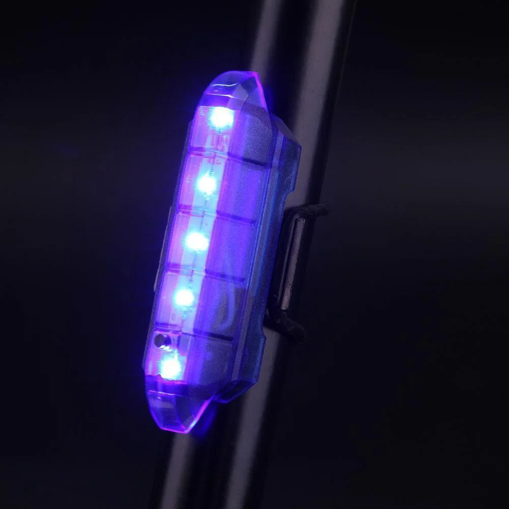 USB перезаряжаемые задний фонарь безопасности легкий водонепроницаемый 5LED