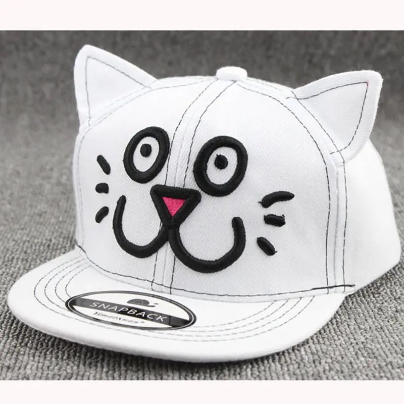 Бейсбольная кепка на плоской подошве с вышитым рисунком котенка для девочек от 2