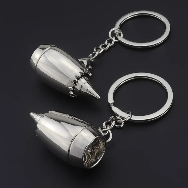 

50 Pcs New creative suspension alloy aircraft engine keychain zinc alloy metal keychain car model key hanging LOGO keychain