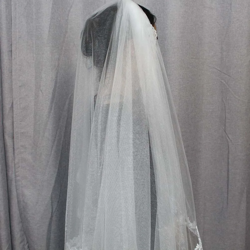 Свадебные аксессуары один слой кружевная кромка вуаль с гребнем свадебная фата