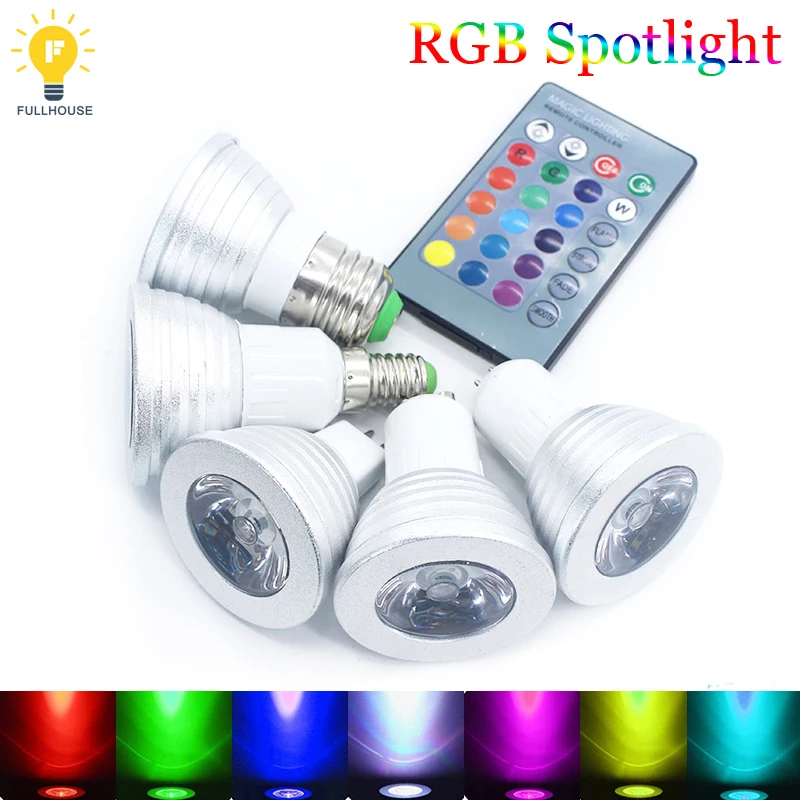 Светодиодная лампа RGB E27 E14 GU10 85 265 в MR16 12 В светодиодный сменный светильник 5 Вт