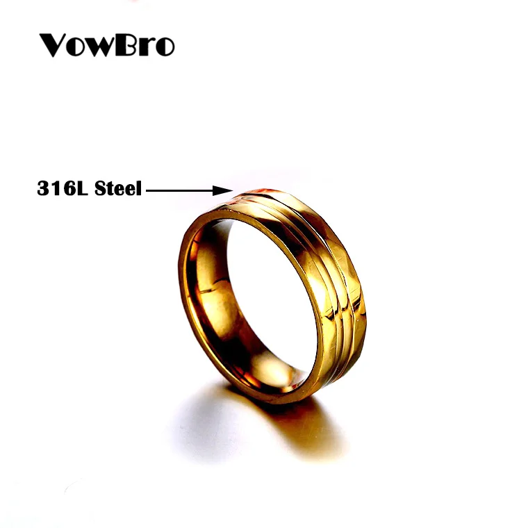 VowBro Gold-color Rhombus Surface Wedding Rings for Women Men Stainless Steel Couple Jewelry Promise Band Alliance Bijoux | Украшения и