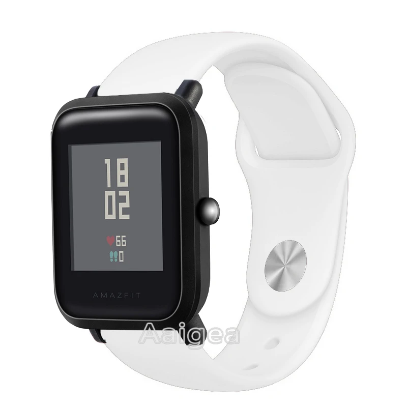 Модный силиконовый ремешок для часов для Xiaomi Huami Amazfit Bip BIT PACE Lite, Молодежный сменный спортивный браслет 20 мм, ремешок на запястье - Цвет ремешка: Белый