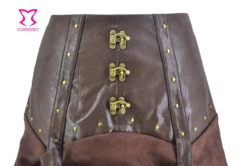 Юбка в стиле стимпанк Для женщин пикантные коричневые кожаные длинные