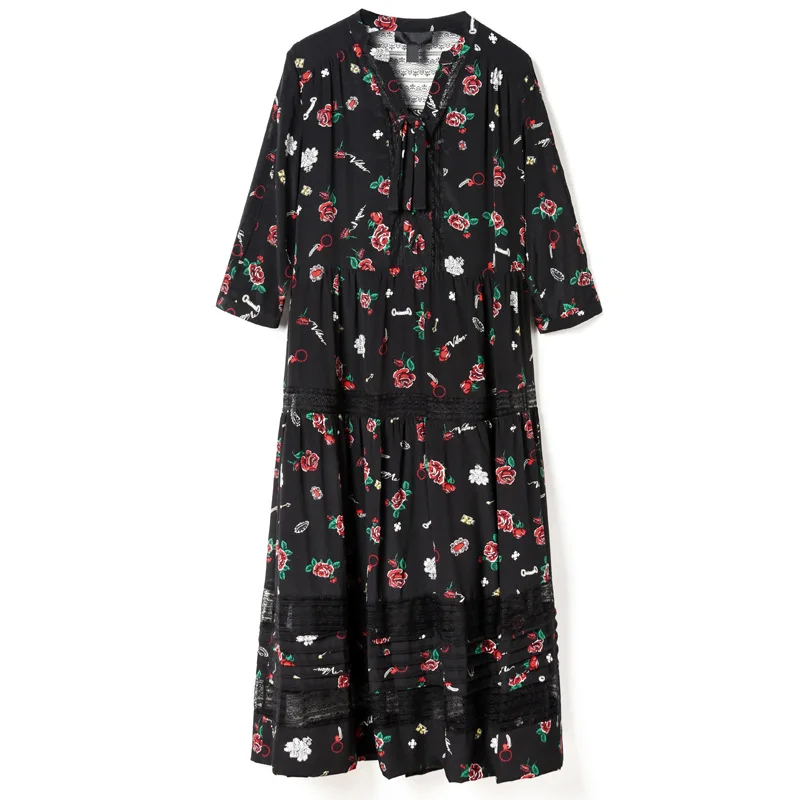 LiuLi Tree шелковое женское платье длинная секция 2019 ЛЕТО Новое Женское цветочное из