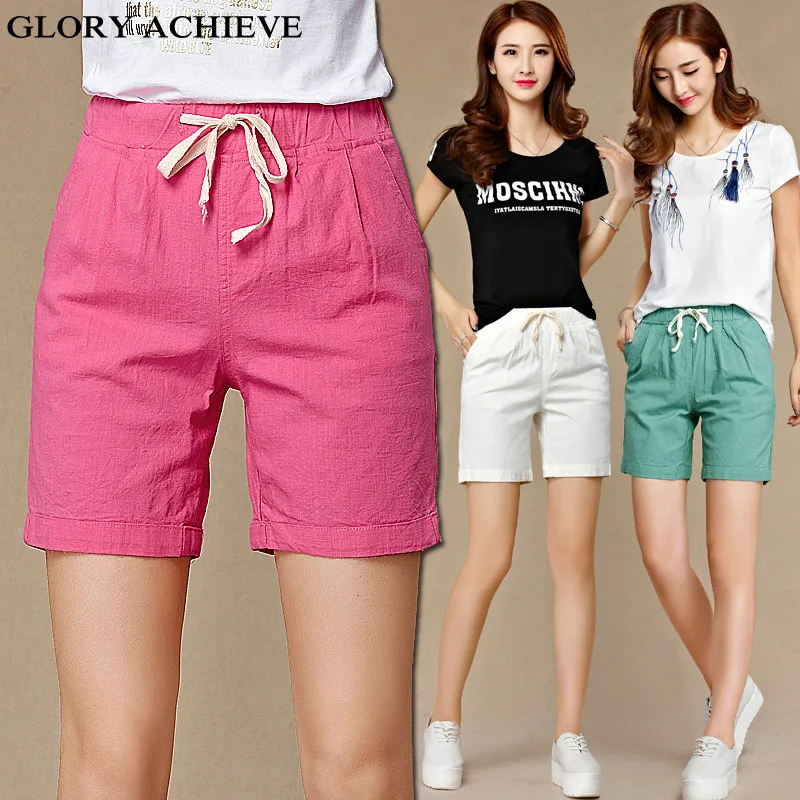 Летние Стильные женские прямые хлопковые льняные брюки повседневные до колена