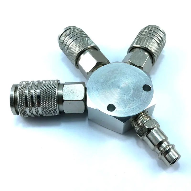 3-WAY MANIFOLD Quick Coupler 1/4''NPT Connector Air Hose Coupling Pneumatic Tools European American Universal Style