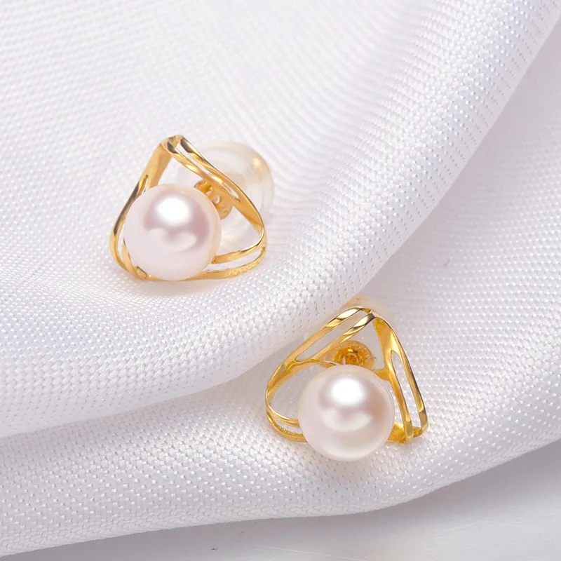 Серьги гвоздики с натуральным жемчугом 5 6 мм|stud earrings|earring studs earringsearrings 18k gold |