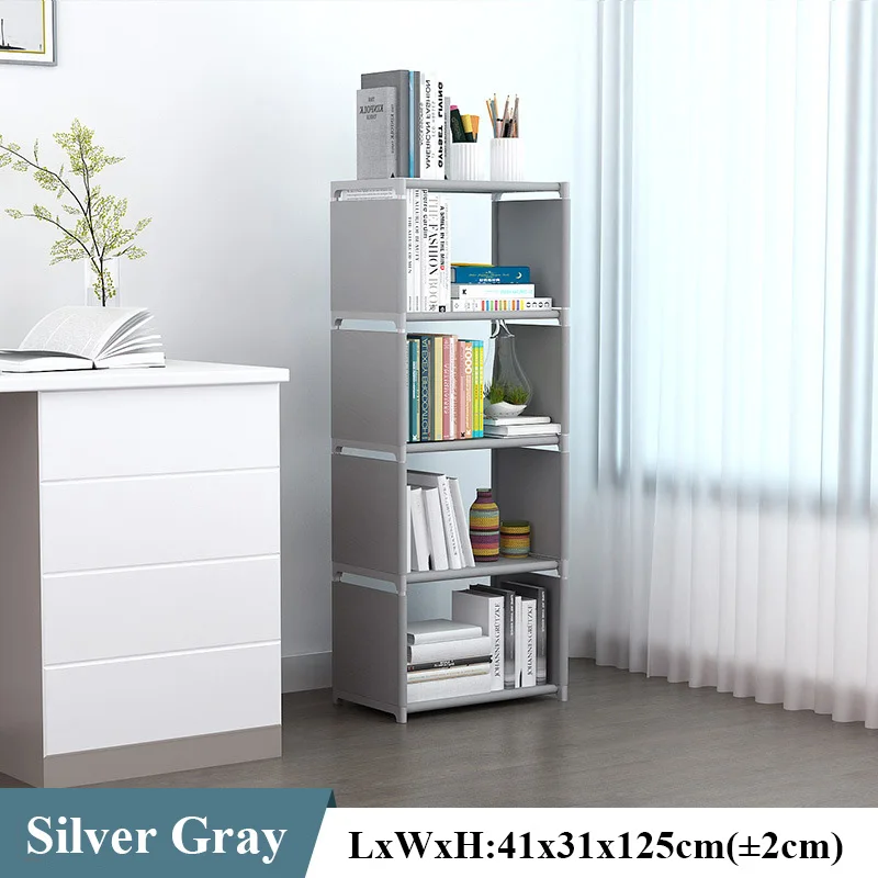 Grey 5L A Многослойная простая сборная книжная полка угловой шкаф для хранения мелочей органайзер для книг легкая передвижная полка книжный шкаф детский домашний декор - Цвет: Grey 5L A