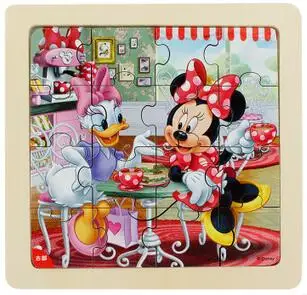 Disney замороженные Микки и Минни Маус София головоломки Дональд Дак интересные обучения Развивающие деревянные игрушки для детей подарок развивающие игрушки пазлы развивающие игрушки для детей головоломка игрушка - Цвет: Красный