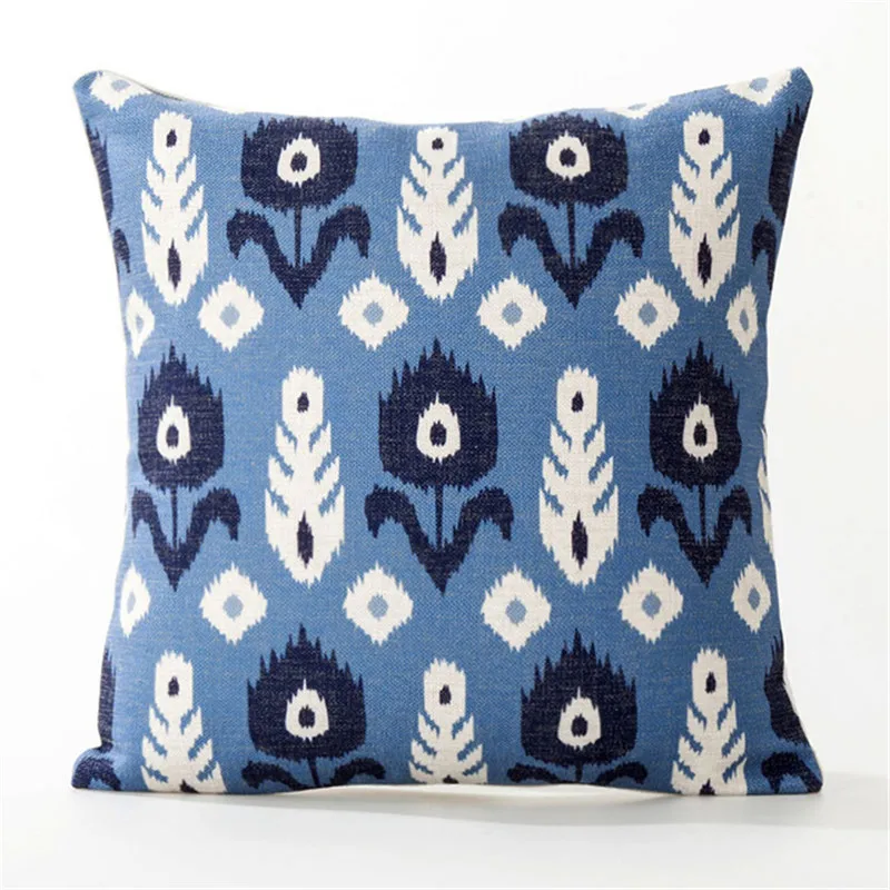 Nordic Цвет в виде геометрических фигур синюю полоску одна сторона печать Home Decor